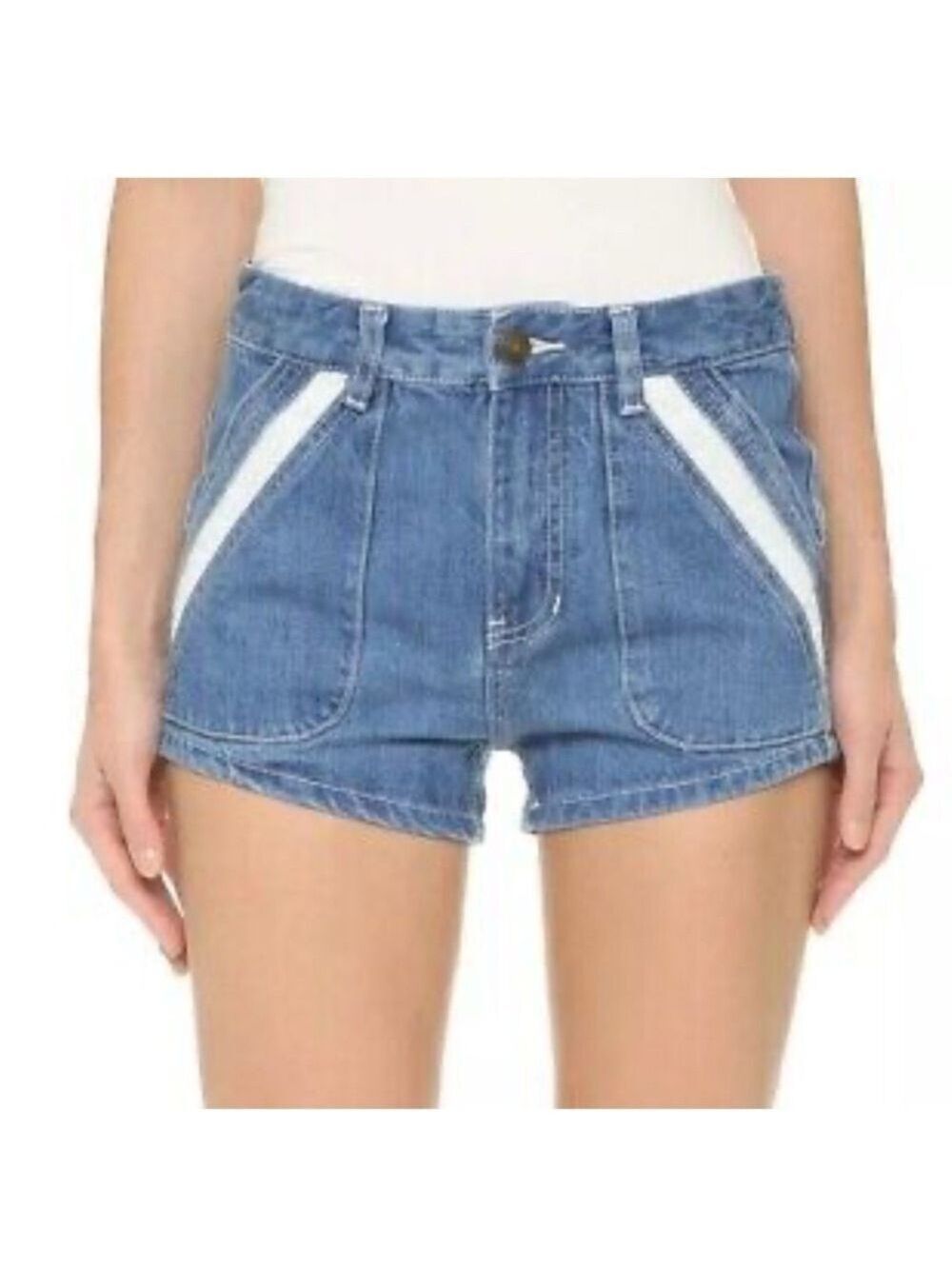 Free People Sweet Surrender Lace Inset High Rise Jean Shorts Size 27
